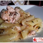 Pasta whisky and salmon