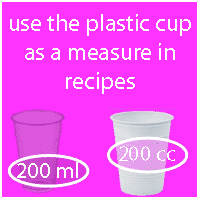 use plastic cup as a measure in recipes