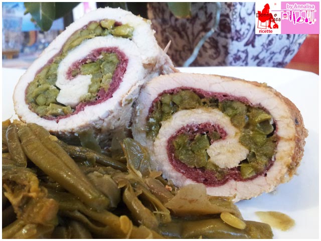 Roulade of turkey with speck and asparagus