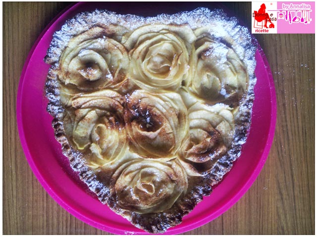 heart of rose apples cake and custard