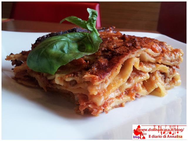 Classic Italian lasagna in the dish