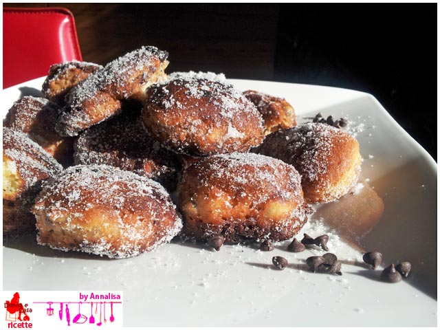 Friedcakes with chocolate drops decorated