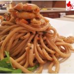 Pasta with chilli sauce with shrimp