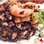 Black rice with shrimp salmon